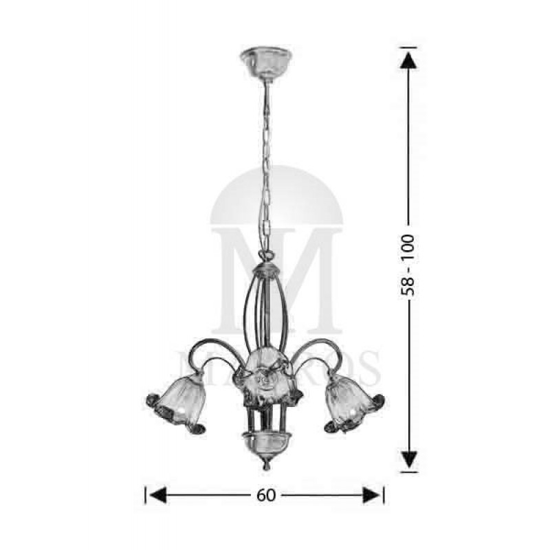 Κλασικό φωτιστικό με κρύσταλλα Murano | ΝΥΜΦΑΙΟ 59509/3
