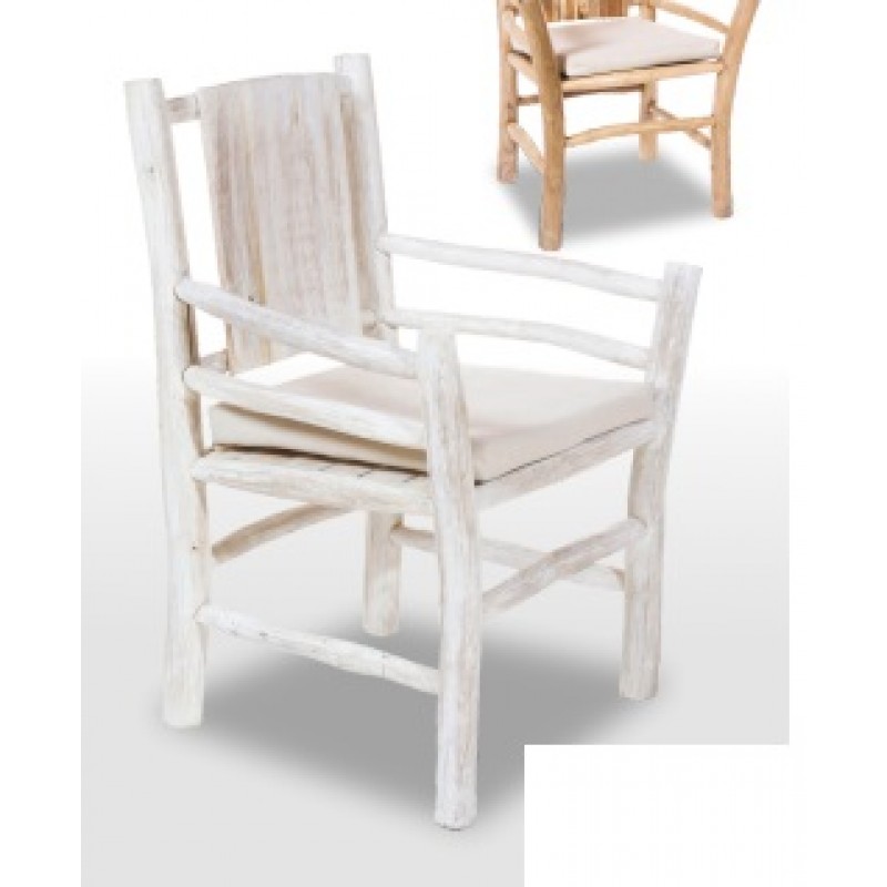 Πολυθρόνα Από Μασίφ Ξύλο Teak με μαξιλάρι -65χ60χ92  (LC -50W )