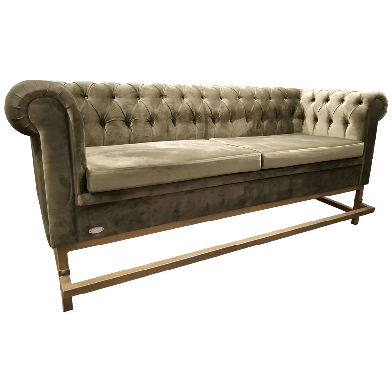  A 251 Μ  Καναπές   208x90x73 εκ. καπιτονέ από τεχνόδερμα καφέ