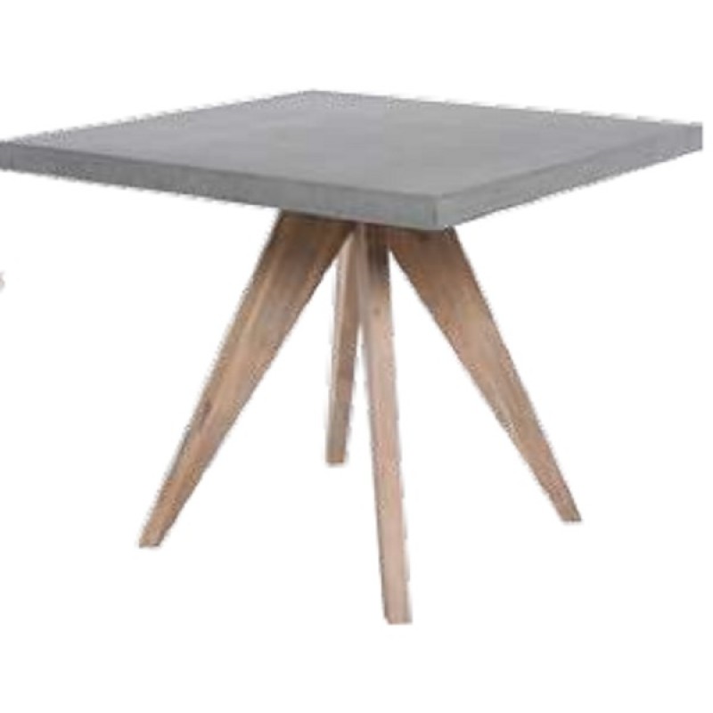 JKG 11406 - Tραπεζι με ξύλινη βάση και επιφάνεια απο από τσιμέντο διαστάσεις 90Χ90Χ75 cm