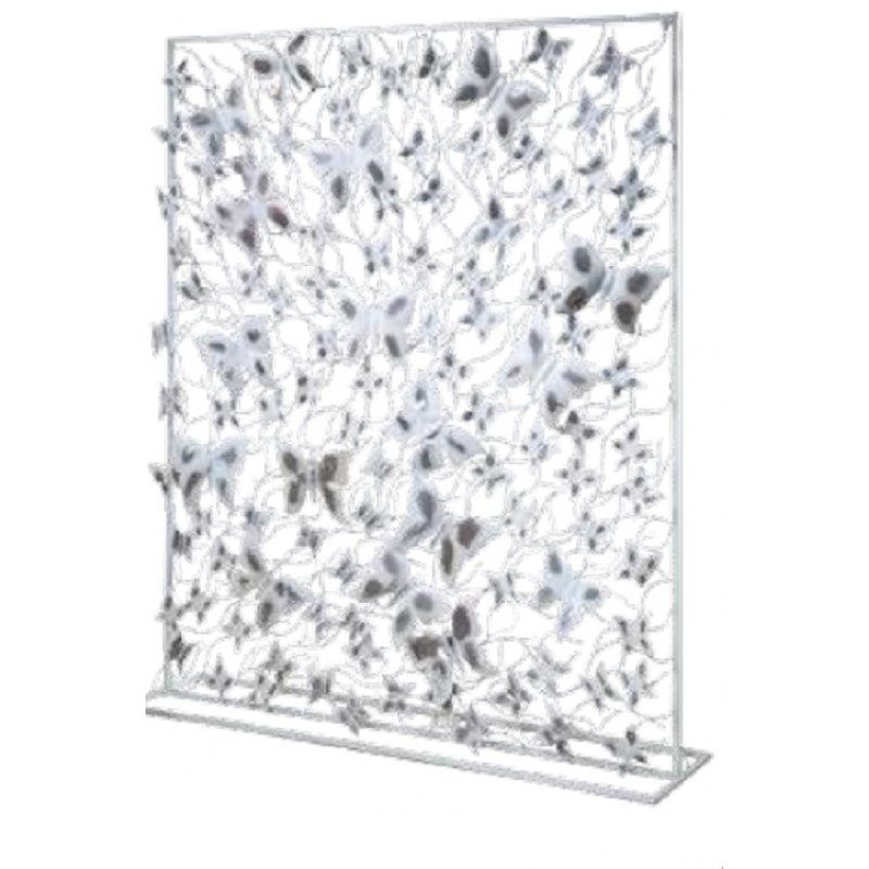 JKG 302595  Διαχωριστικό παραβάν, μεταλλικό, με πεταλούδες, σε  white wash (2,00×2,00cm)