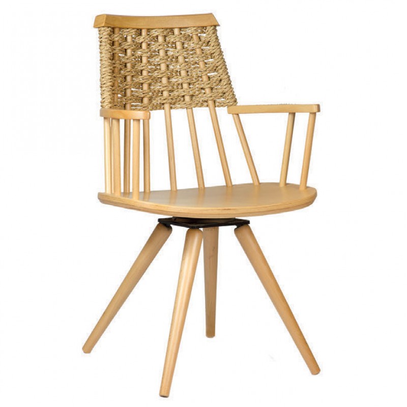 P 804 NP  Ξύλινη πολυθρόνα κατασκευής μας, με πλεχτή πλάτη Υ: 87 Β: 52 Μ: 55