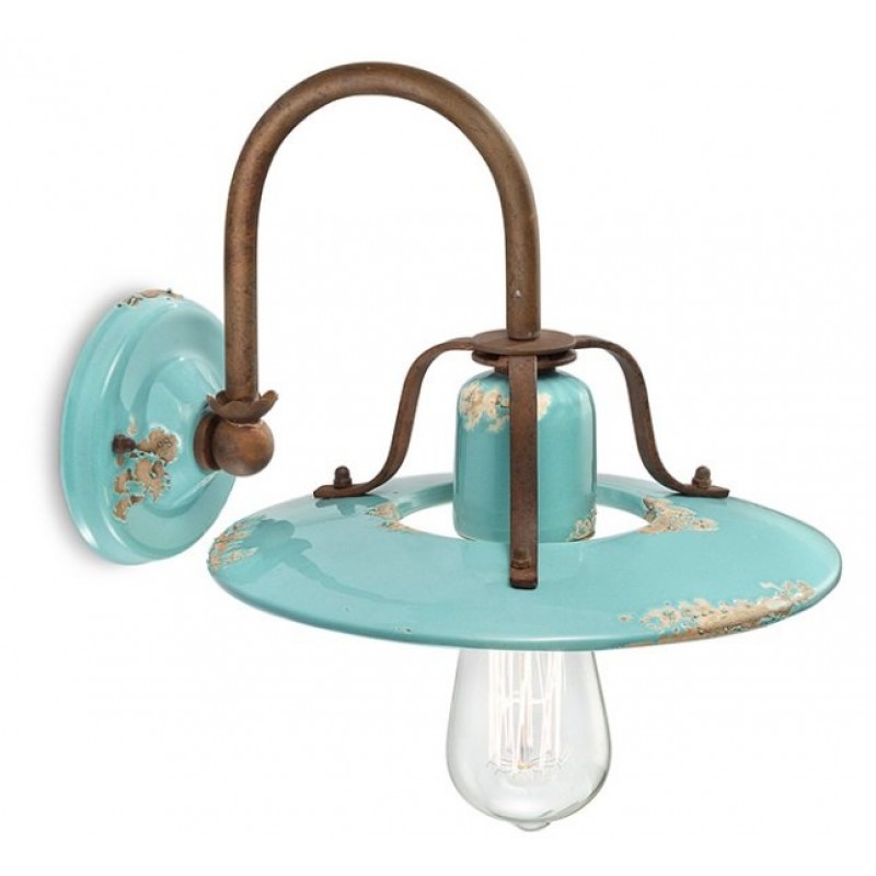 FERROLUCE C1440  - Φωτιστικό απλίκα ρετρό  Ø 25, H 21 cm  συνδυασμός κεραμικού με μέταλλο