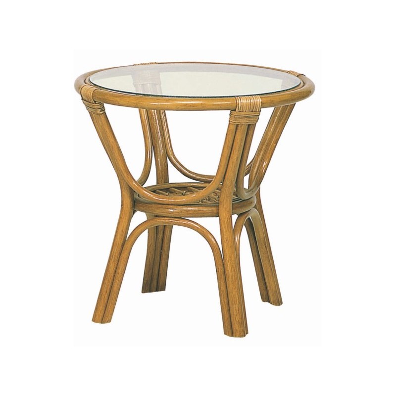 Bamboo τραπέζι Νίνα Τρανσπάραν με δερμάτινα δεσίματα.( Φ.0,63χ0,63)JKG  3085Β