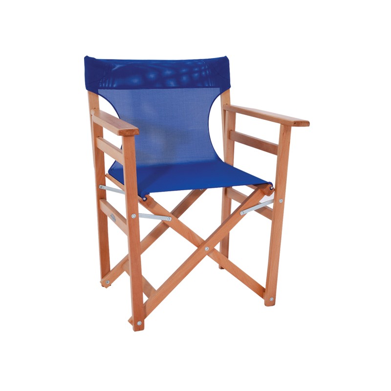 Πολυθρόνα Σκηνοθέτη Γαλλική Φουρνιστή Οξυά σε φυσικό χρώμα και μπλε πανί (MA-GALLIKI) Διαστάσεις: 63 x 83 x 55 cm (πλάτος x ύψος x βάθος)