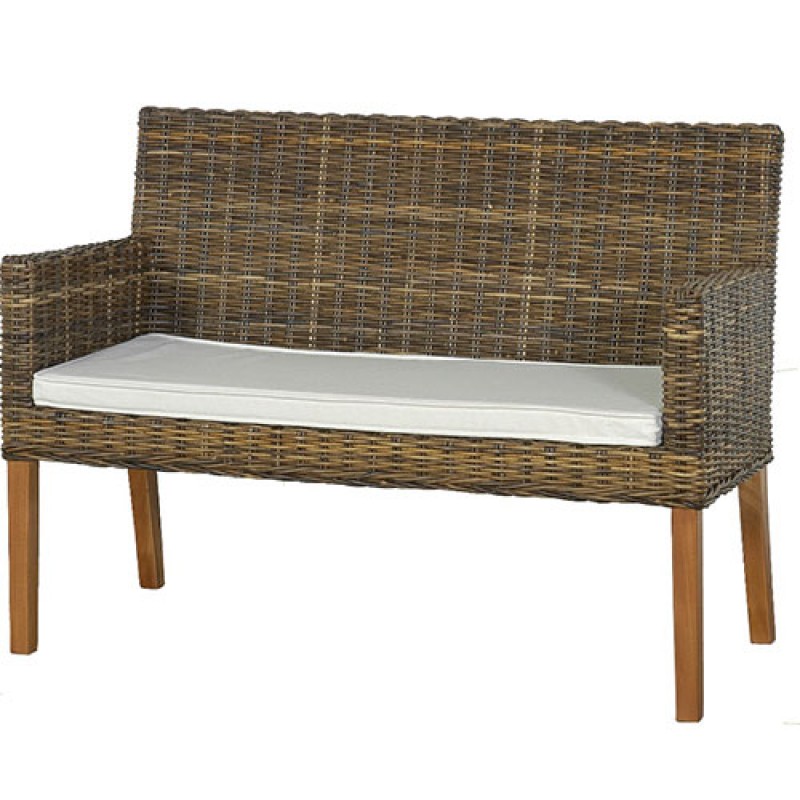 Καναπές φυσικό ραττάν με πόδια από ξύλο teak (115Χ85Χ50cm). JKG 2150 SB