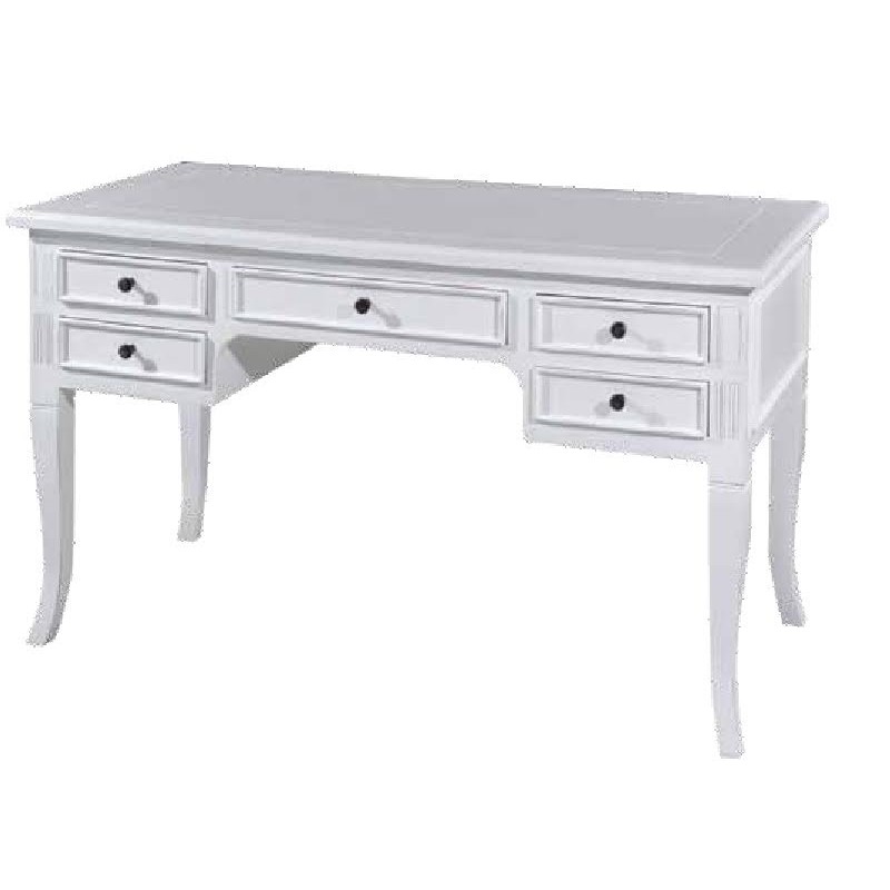 JK  TB178W/W   Γραφείο  λευκό πατίνα Χειροποίητο από μασίφ μαόνι  με 5 συρτάρια . 1,40 x 0,70 x 0,80 m