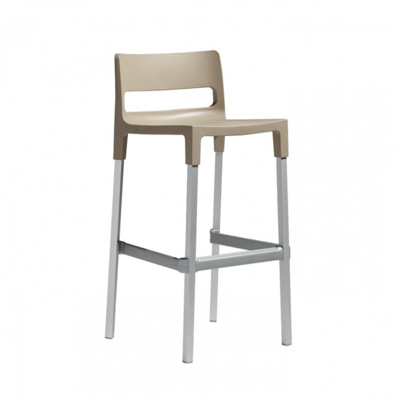 BAR STOOL DIVO (ART. 22260)  -Σκαμπό μπαρ αλουμινίου σκελετός και κάθισμα  τεχνοπολυμέριο 65 υψος   (ελαχιστη παραγγελια 4 τμχ)