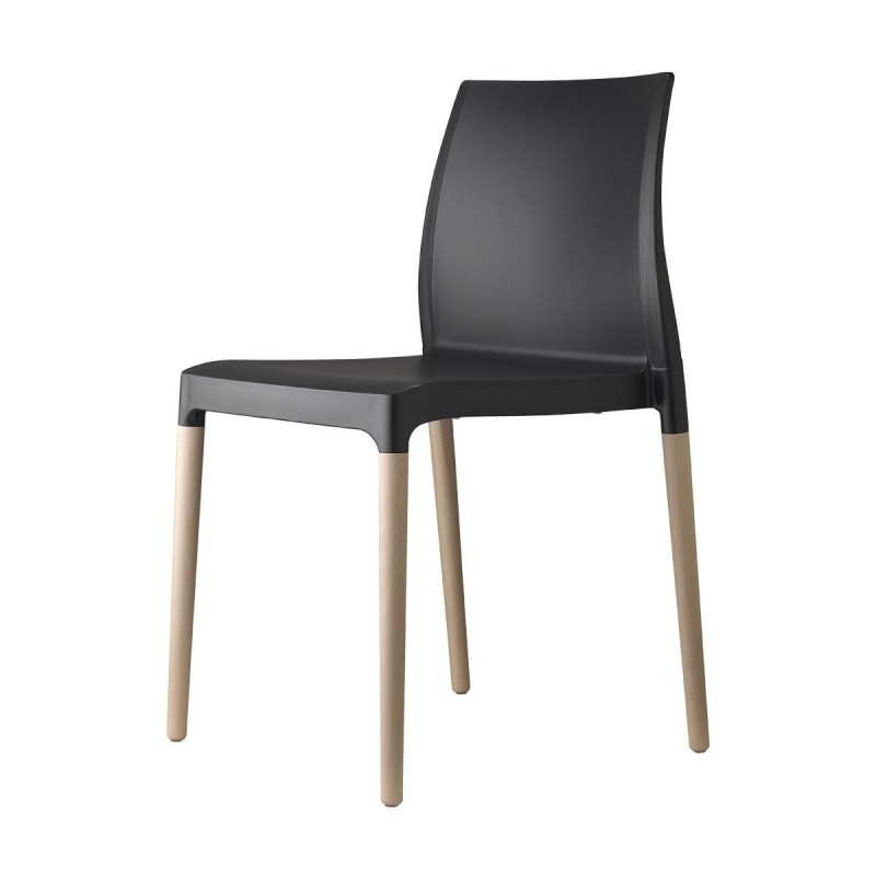 NATURAL CHLOÉ CHAIR MON AMOUR ART. 2833  Καρέκλα τεχνοπολυμεριο με ξυλινα πόδια ( ελαχ.παραγγελια 2 τμχ )