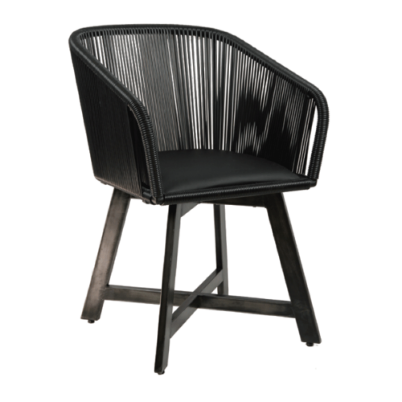 K 962 Μεταλλική πολυθρόνα με κορδόνι - και δερματίνη στο κάθισμα