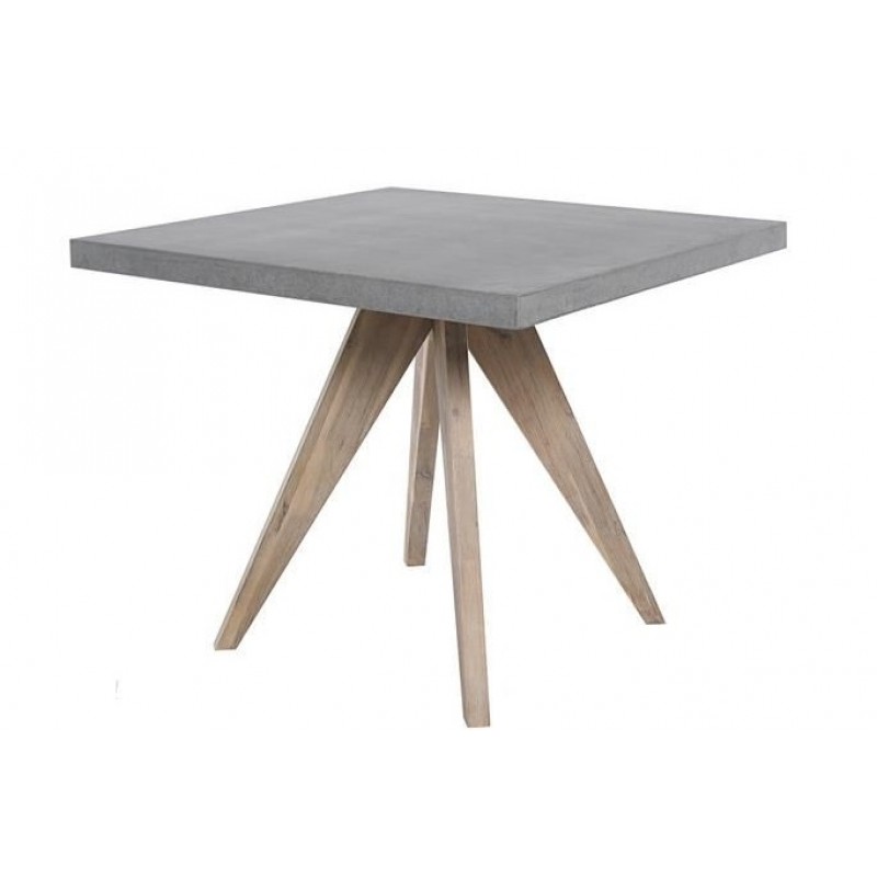 JKG 11406 - Tραπεζι με ξύλινη βάση και επιφάνεια απο από τσιμέντο διαστάσεις 90Χ90Χ75 cm
