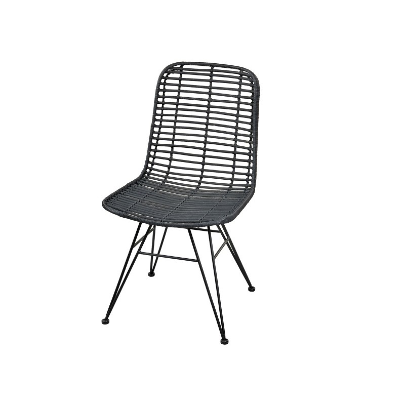 Καρέκλα μεταλλική με φυσικό ρατταν 50x60x45-90 cm -  JK 31243