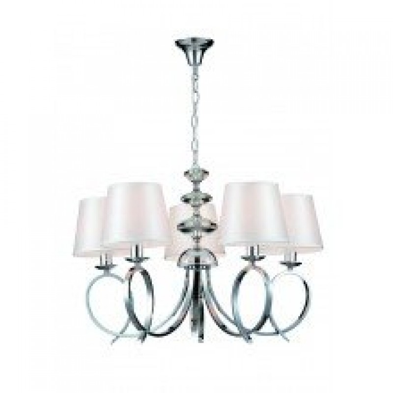 VIOKEF 4112700  Τρίφωτο LANCIA 3X40W E14 αμπαζούρ σε λευκό ύφασμα με ανάρτηση χρώμιο με διάφανα διακοσμητικά κρύσταλλα