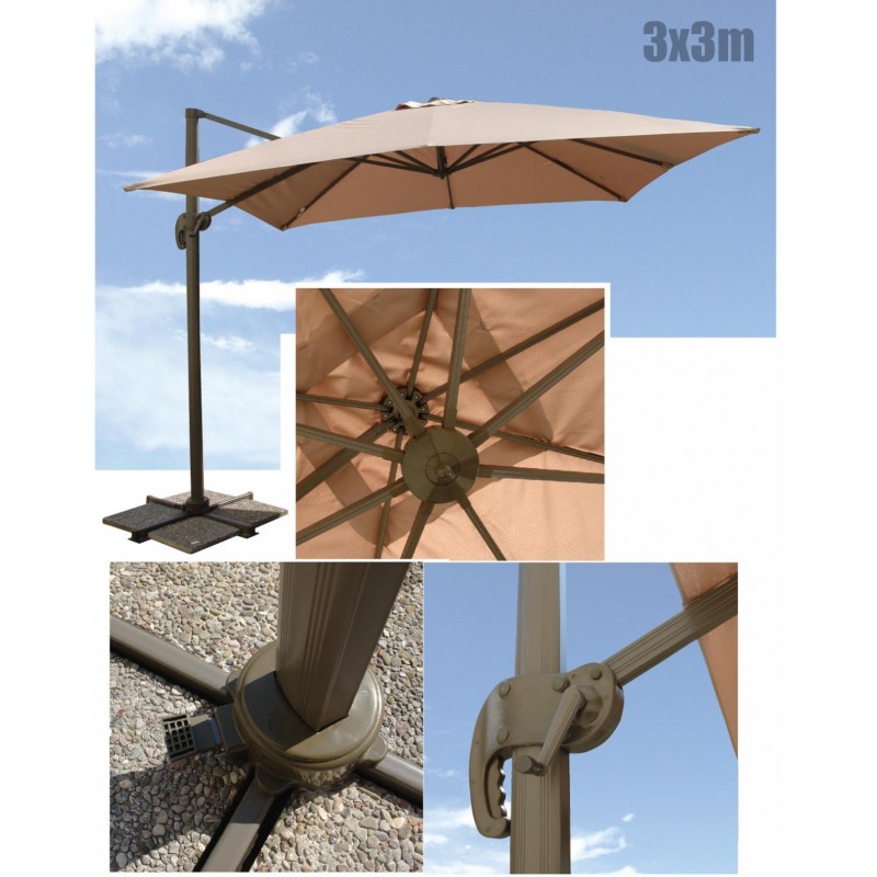 Ομπρέλα Κήπου Κρεμαστή 3Μ Χ 3Μ Αλουμινίου με Μανιβέλα  (Chanos S.A) (SO-1652)