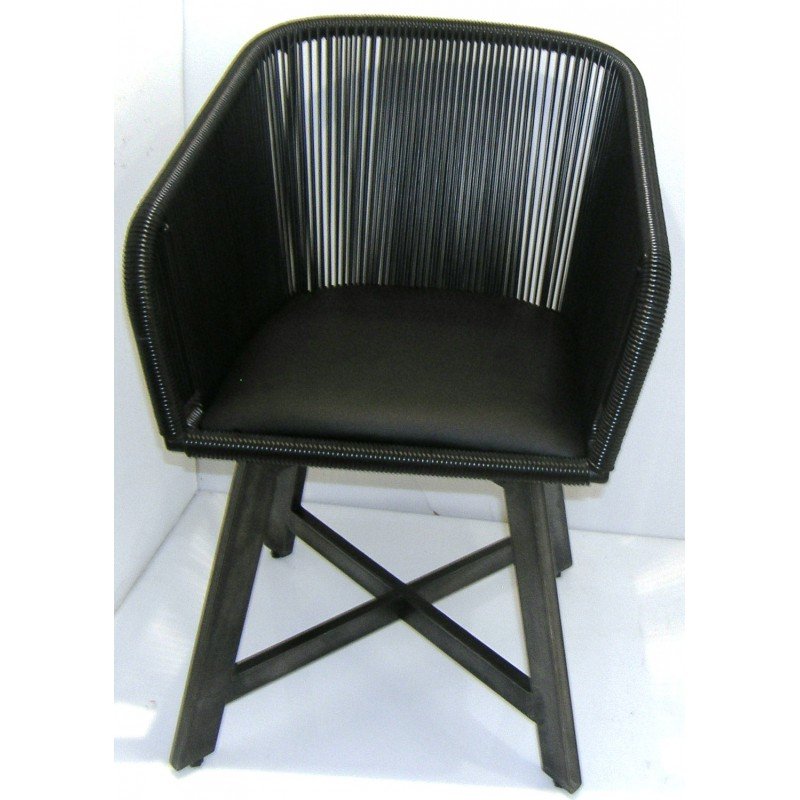 K 962 Μεταλλική πολυθρόνα με κορδόνι - και δερματίνη στο κάθισμα