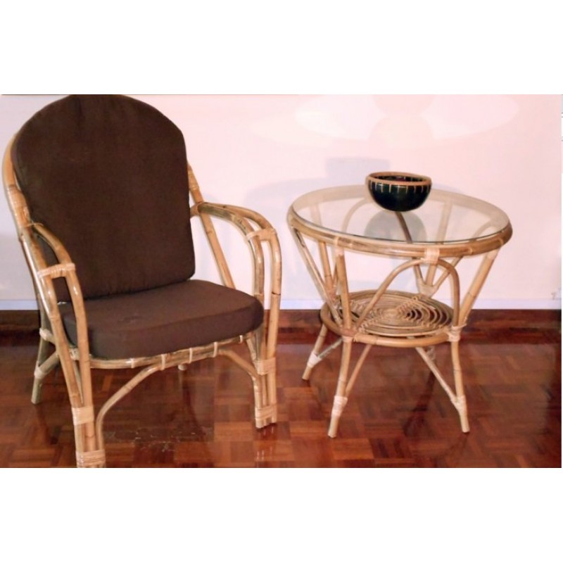 INDONISIA GOLF + TABLE SET 2 τμχ  - 1 Πολυθρόνα bamboo +  1 Τραπεζάκι   Φ70χ60