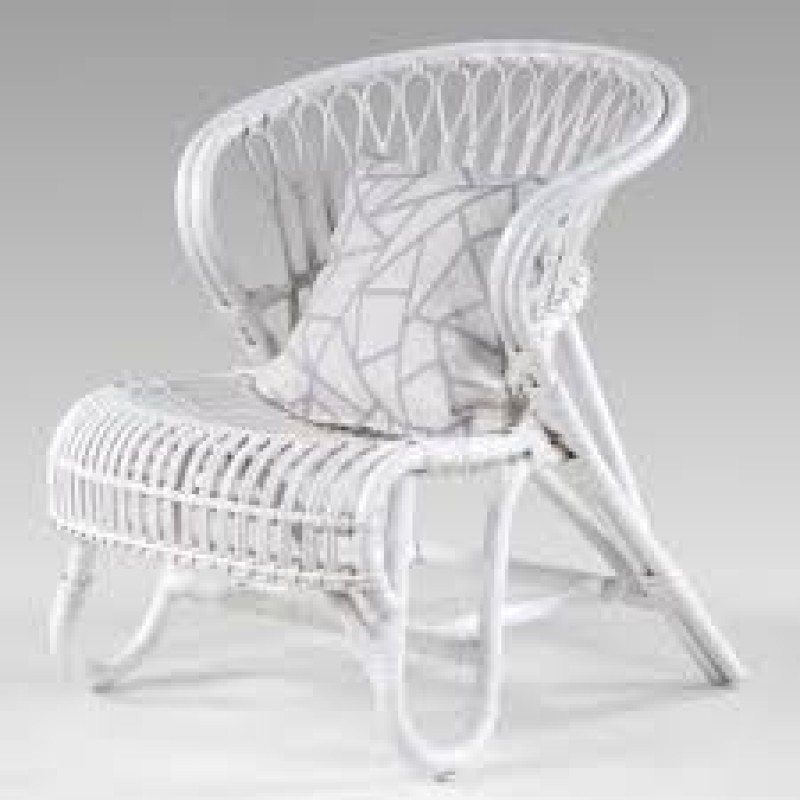 Πολυθρόνα χειροποίητη από φυσικό Rattan σε λευκή απόχρωση – 311691 Διάσταση προϊόντος: 60X80X70H