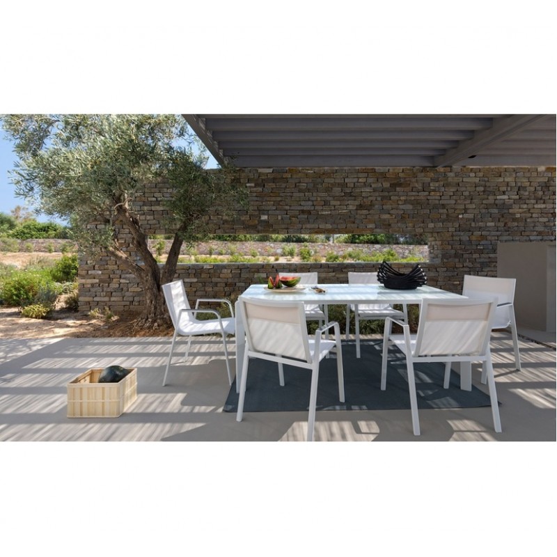 CAPRI ARM CHAIR #10861 - Πολυθρόνα αλουμινίου λευκή με διάτρητο.