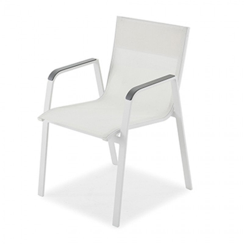 CAPRI ARM CHAIR #10861 - Πολυθρόνα αλουμινίου λευκή με διάτρητο.