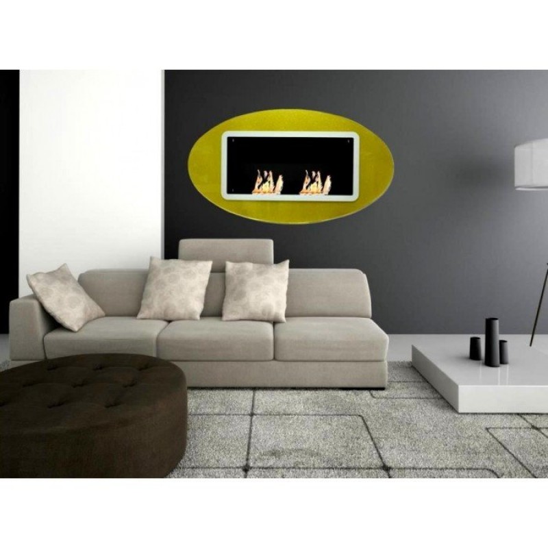 ECOHOT BIO GOLD  Επιτοίχιο Τζάκι-Βιοαιθανόλης με γυάλινη Κορνίζα - : 15.5*143* 80 Υψος cm -  Θερμαντική Ικανότητα: 25τ.μ.