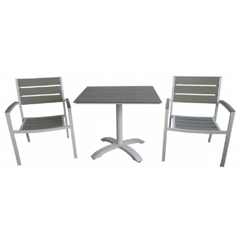 ΣΕΤ ΒΕΡΑΝΤΑΣ  3 ΤΕΜΑΧΙΩΝ - 2 ΤΜΧ 5165 G RENATA Πολυθρόνα Polywood + 1 ΤΜΧ  5219 G  Τραπέζι Polywood 070 * 070 * 073,5 cm