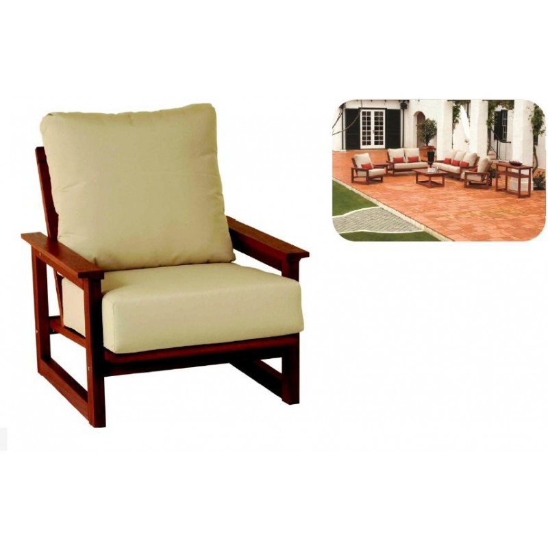 PIPER Summer - Πολυθρόνα χαμηλή με εκρού μαξιλάρια PIPER Summer - Πολυθρόνα χαμηλή με εκρού μαξιλάρια