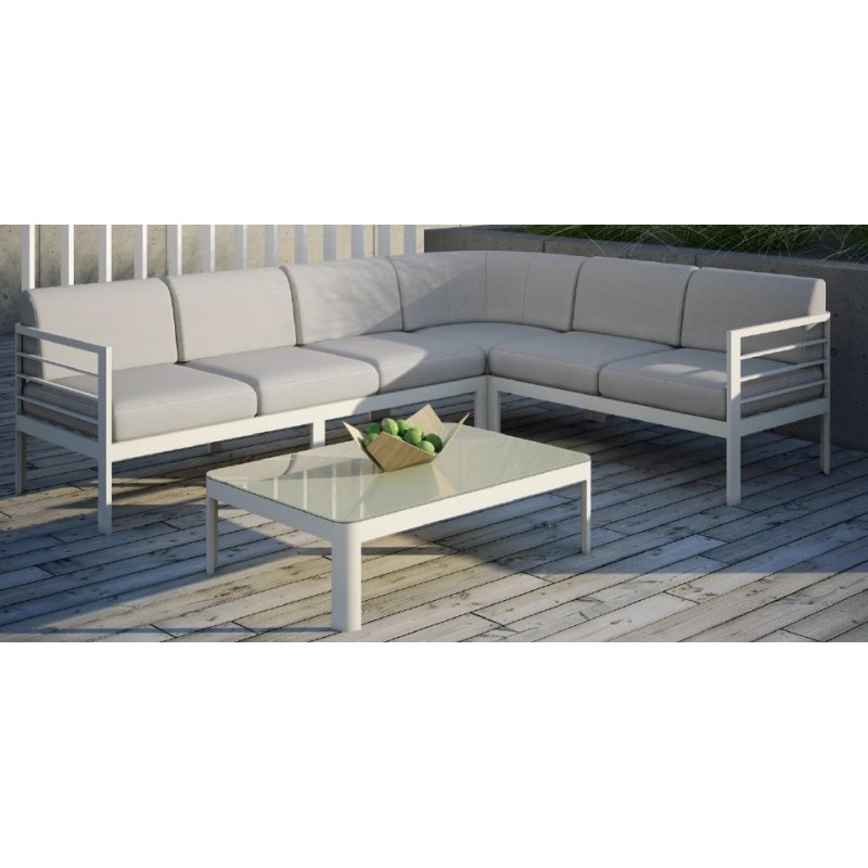 PIPER Evora  SET 3 TMX Σαλόνι  αλουμινίου 2 καναπέδες - 1 γωνιά - 1 τραπεζάκι ( 269Χ205Χ75 cm )
