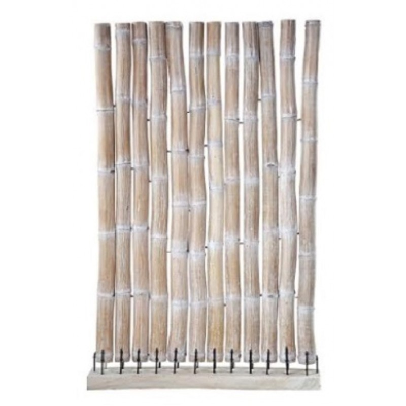 Διαχωριστικό-παραβάν από φυσικά καλάμια bamboo με μεταλλικά στηρίγματα σε ξύλινη βάση. 100X17X190H - JK 700224