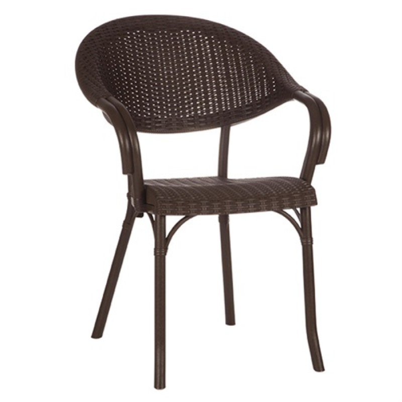 Πολυθρόνα Πολυπροπυλενίου Καφέ Εξωτερικού Χώρου 57x53x83 FLASH-R - 39-4243