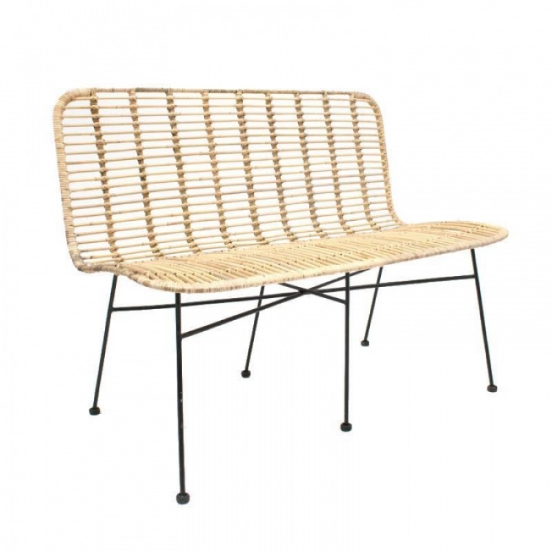 ΚΑΝΑΠΕΣ LUCΙΑ ΜΕΤΑΛΛΟ / ΡΑΤΤΑΝ - Μήκος: 66 cm, Πλάτος: 110 cm, Ύψος: 85 cm