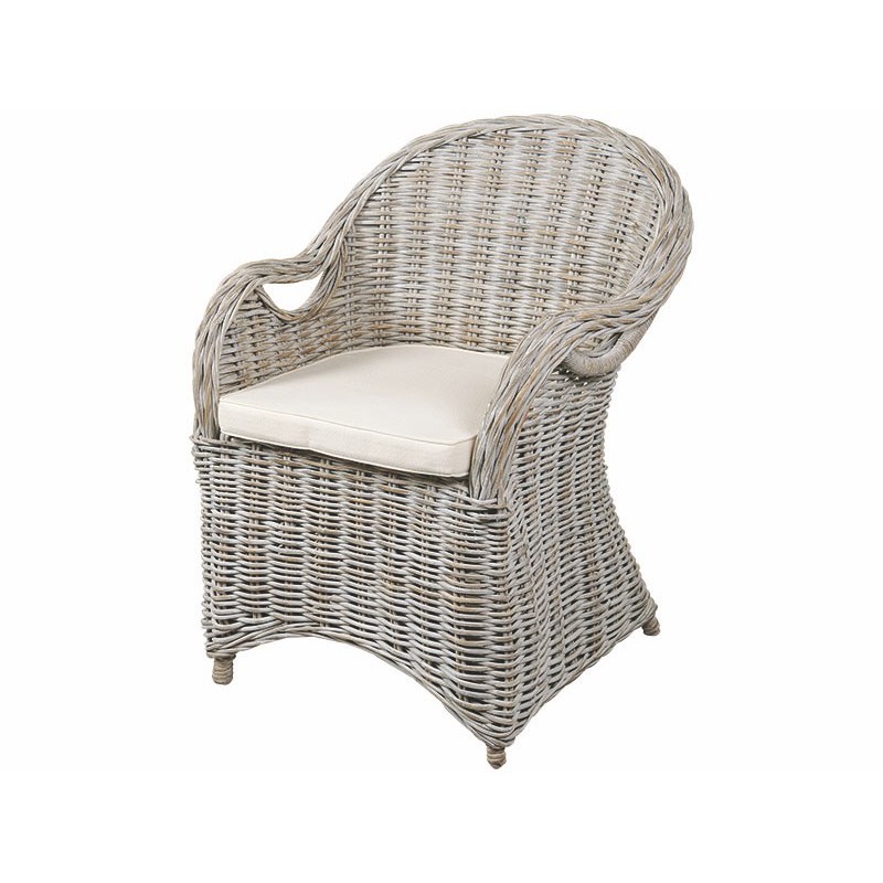 Πολυθρόνα ATHINA από φυσικό ραττάν σε γκρί χρώμα με εκρού μαξιλάρι - JK 31125  διαστασεις 63*50*45/85cm