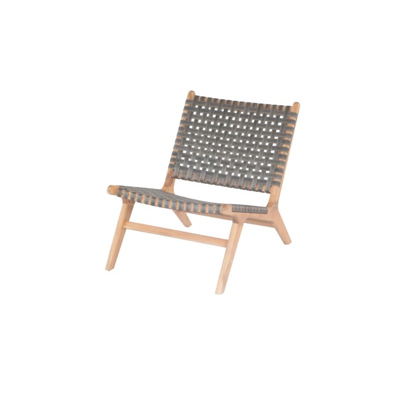 Πολυθρόνα lounge Delhi1 από ξύλο ακακία και συνθετικούς μαύρους ιμάντες Διάσταση προϊόντος :59X80X71H
