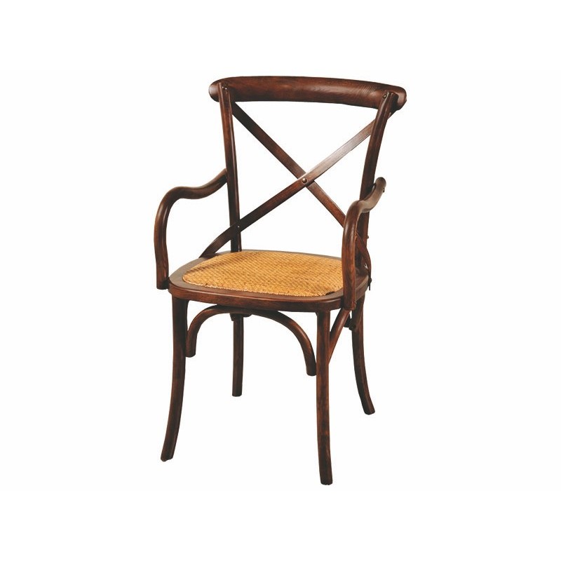 JKG XMSCB2008  Καρέκλα με μπράτσα ξύλινη από δρύ και ψάθα - 50 x 53 x 88 cm