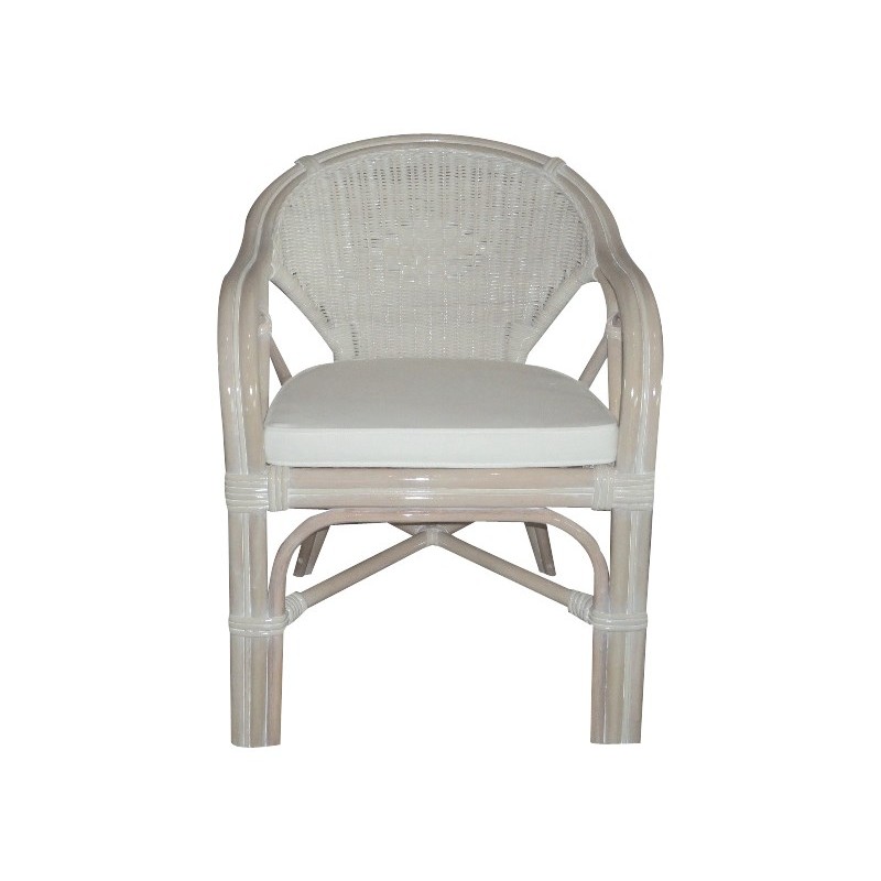 Πολυθρόνα Bamboo Τιτα πλεκτή σε λευκο χρώμα  -JK 1349 Β W/W