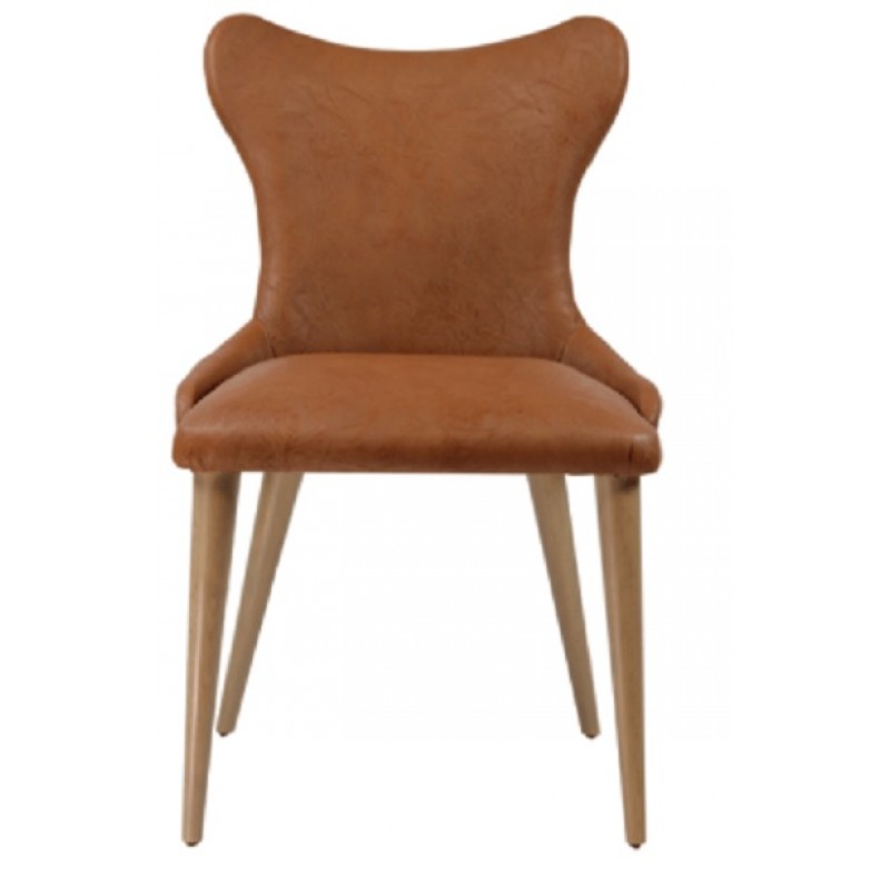 KIT 74  - Καρέκλα ξύλινη καφέ δερματίνη  Υ: 88 Β: 55 Μ: 54