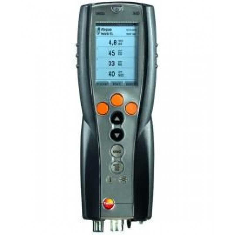 Testo 340 Diesel Exhaust Set 3  με Κυψέλη Ο2, CO, NO, NO2  και αυτόματη αραίωση ,Ακροφύσιο μηχανών, 335mm, έως 1000  Φορτιστή, Εκτυπωτή iRDa ,Βαλίτσα μεταφοράς