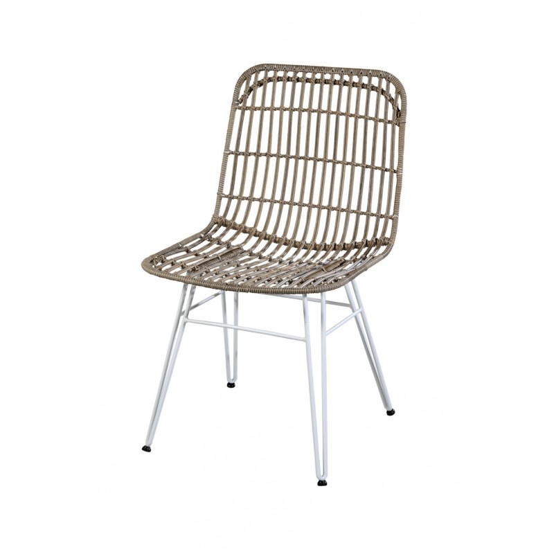 JK  flamingo Καρέκλα μεταλλική με wicker καλάμι  49x45x80cm