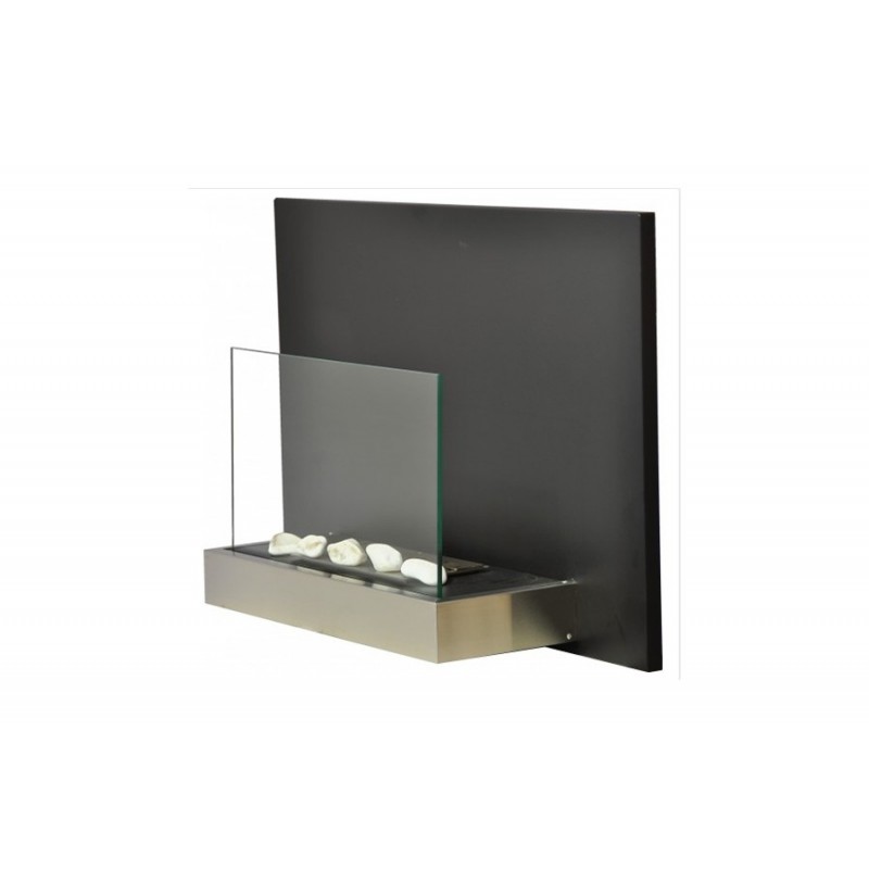 Ecohot Επιτοίχιο Τζάκι Βιοαιθανόλης ECOHOT 26X75X50 Μαύρο-Inox BIO WALL 75 BI