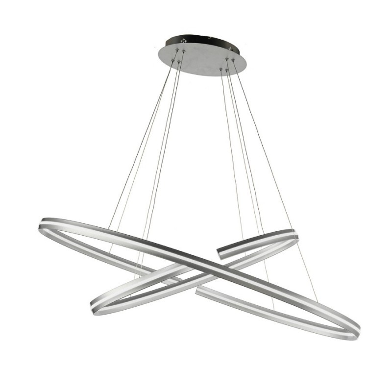 Φωτιστικό κρεμαστό ασημί 230V led 75w 3750Lm θερμό λευκό 3000k dimmable SO.ICS/SILVER-GR ONDALUCE