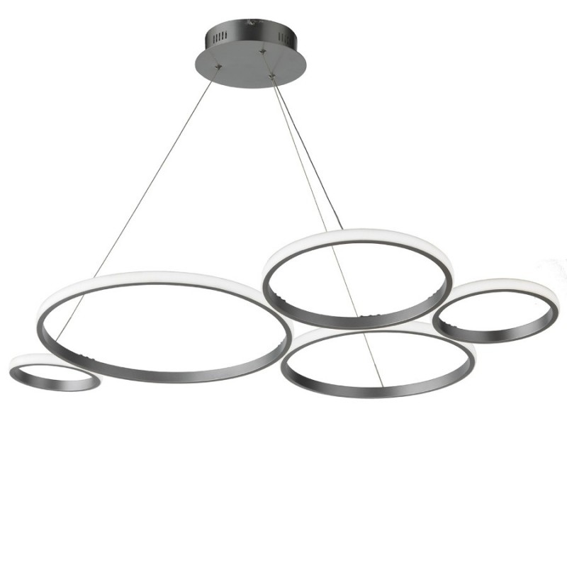 Φωτιστικό κρεμαστό ασημί ματ 230V led 60w 6000Lm θερμό λευκό 3000k dimmable SO.POIS/SILVER-GR ONDALUCE