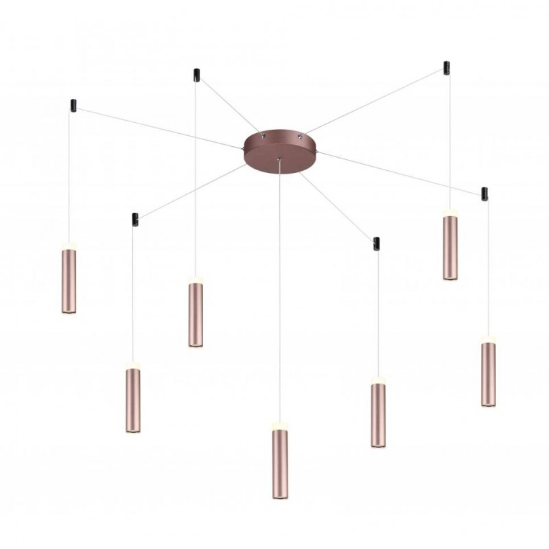 Φωτιστικό Κρεμαστό "Αράχνη" Επτάφωτο Led 7*7w 3000K Warm White Μέταλλο Καφέ Ματ - Ακρυλικό Sunlight 51560P