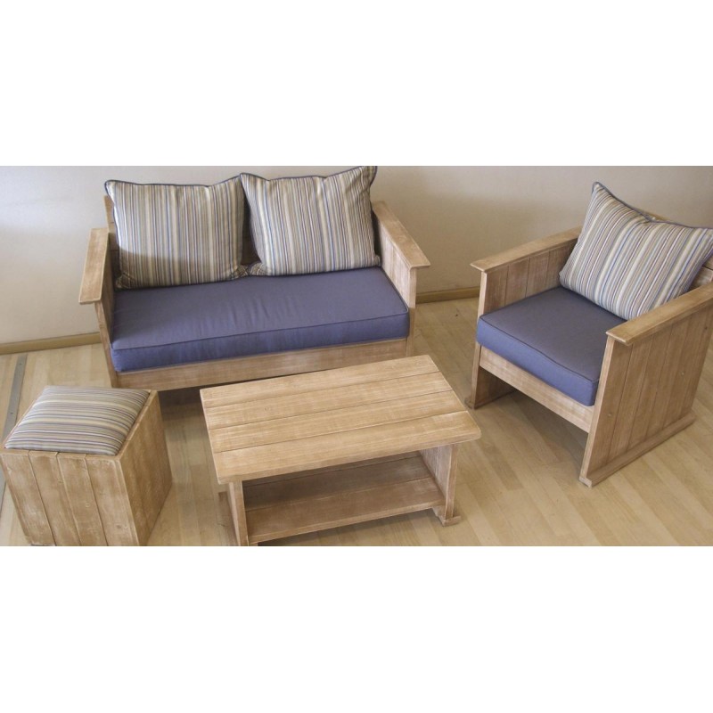 MELODY SET 5 TMX   Καθιστικό από πεύκο, (1  καναπέ, 2 πολυθρόνες , 1 τραπεζάκι ,1 πουφ + μαξιλάρια )