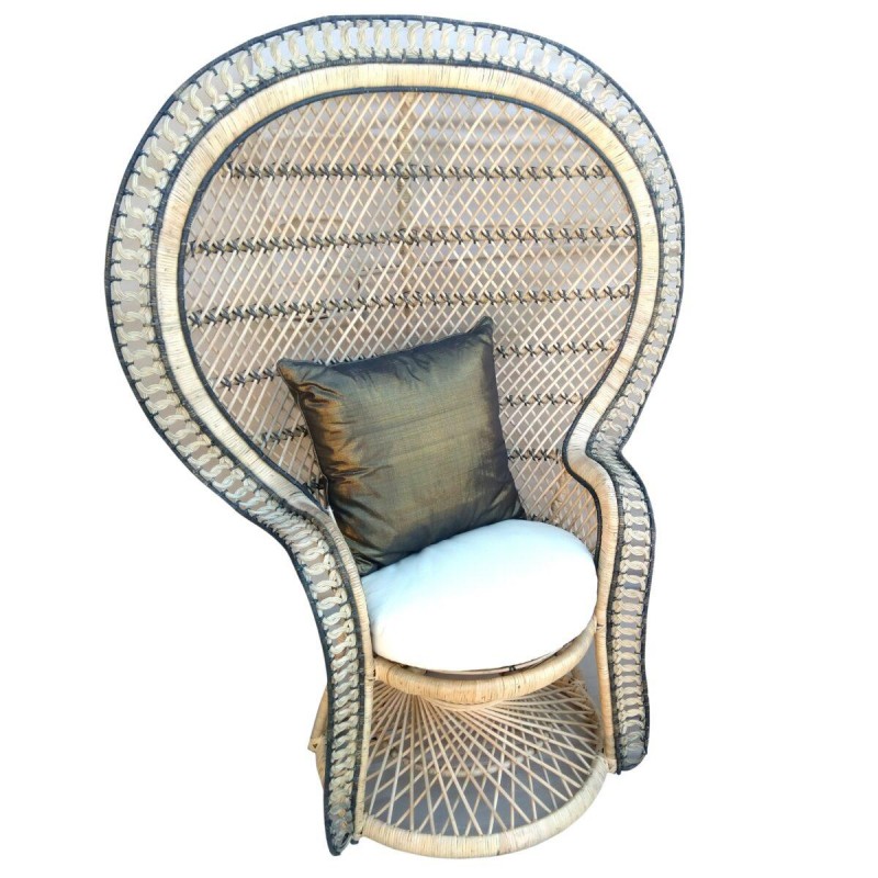 Πολυθρόνα EMMANUELA μαυρο-φυσικό ρατταν   Διαστάσεις: 113x60x150