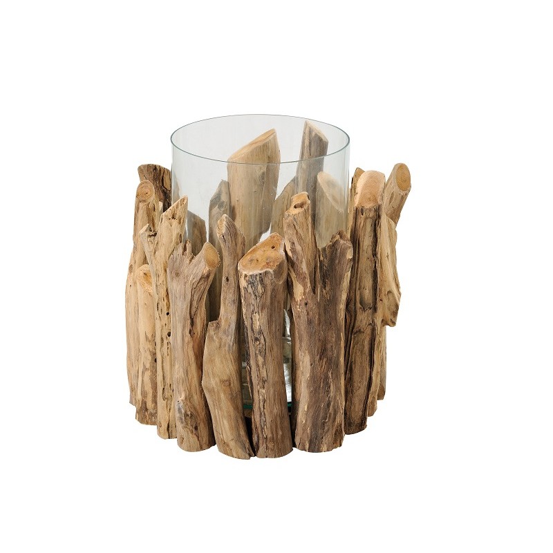 Διακοσμητικό κηροπήγιο απο ξυλο και γυαλι  ( ROOT CANDLE )  Διάσταση: 0,40Χ0,27Χ0,55.