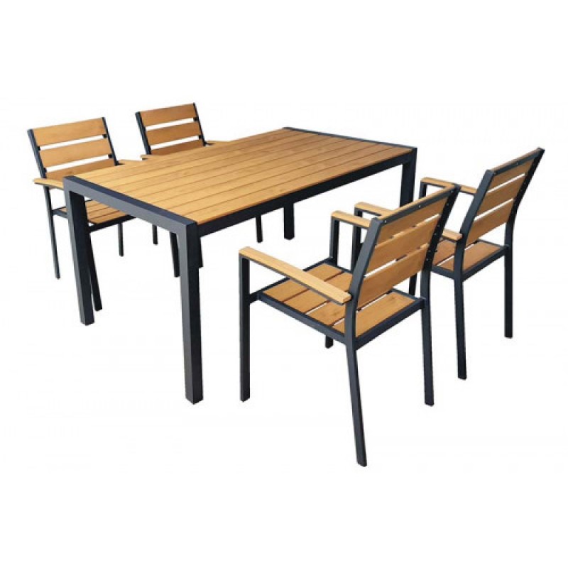 Σετ Τραπεζαρίας Aλουμίνιο/Polywood 5τμχ. Bliumi 5274G/ 5275G