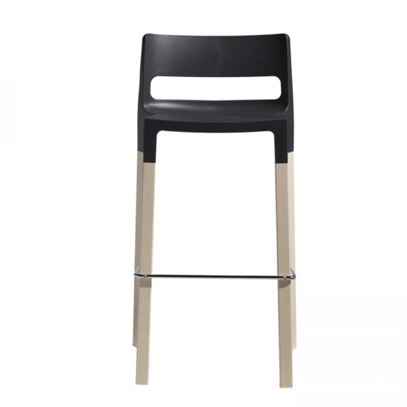 BAR STOOL NATURAL DIVO ART. 2818  - Σκαμπο μπαρ με ξυλινα ποδια 49X52X75 cm