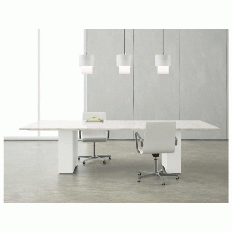 Σύγχρονο γραφείο συνεδριάσεως COMFORT με γυαλί και βάση από ξυλο λάκα 220X120x75