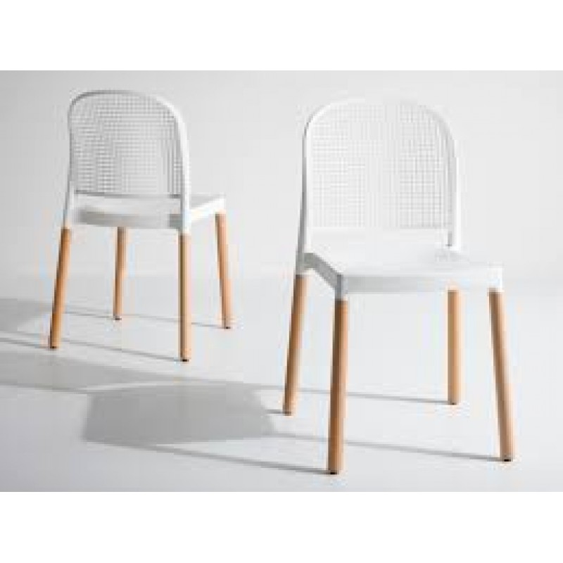 Gaber Panama cod 240/ BL  Ιταλική καρέκλα με έδρα από λευκο τεχνοπολυμέριο και οξιά σκελετό