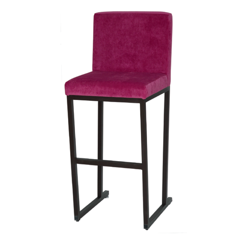 Μεταλλικό Σκαμπώ  μπάρ με πλάτη και κάθισμα με ταπετσαρία μαξιλαράκι -  S 142