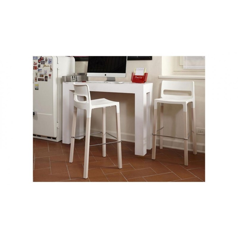 BAR STOOL NATURAL DIVO ART. 2818  - Σκαμπο μπαρ με ξυλινα ποδια 49X52X75 cm